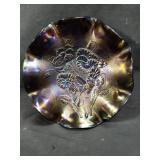 Vintage Imperial glass Pansy ruffled edge bowl