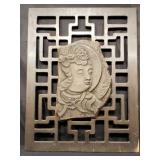 Bodhisattva Kunnon Japanese cast iron plaque on