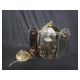 Mid-century starburst glass panel chandelier