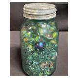Jar of vintage marbles