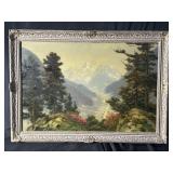 Framed signed V. Larsen landscape oil on canvas