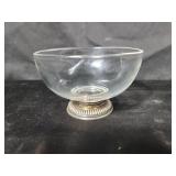 Glass bowl with sterling silver base