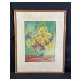 Framed signed watercolor on paper still life