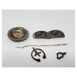 Silver: pendants, concho, watch ends, part of a