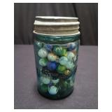 Jar of vintage marbles