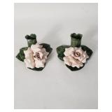 Capodimonte floral candle sticks