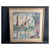 Framed embroidered Central Park New York City