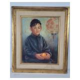 Audrey Rink Byrd oil on board painting of a boy