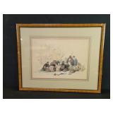 Vintage hand colored lithograph after David