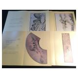 4 vintage Asian prints with folio leaf folders