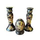 Lot of Chinese Satsuma candleholders