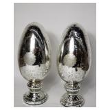 Mercury etched glass egg shaped ornaments