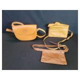 Three leather purses