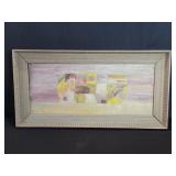 Signed Sleeds mixed media abstract painting on