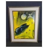 Vintage abstract oil painting on board