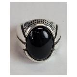 Sterling silver and onyx hand made ring
