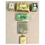 Six antique/vintage postage stamp boxes
