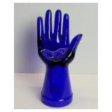 Blue glass hand figure
