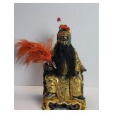 Vintage Chinese carved wood Guan Yu figure