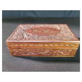 Vintage hand carved sheesham wood trinket box
