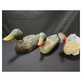 3 vintage hand painted duck decoys