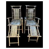 Pair of vintage bamboo lounge chairs