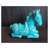 Turquoise glazed ceramic horse figure