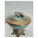 Vintage Israeli Tamar enamelled brass lidded