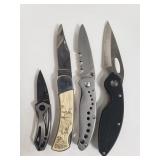 4 pocket knives, Kershaw, Buck, Barlow, Coast