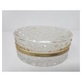 Vintage oval crystal hinged jewelry box