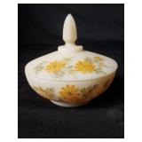 Fenton hand decorated lidded dish