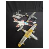 3 plastic model airplanes