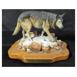 Carol Owens metal "Timber Wolf" sculpture on a