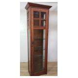 Contemporary mission-style oak veneer curio