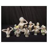 Collection of porcelain half dolls