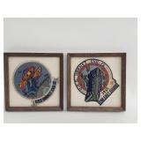 Pair of framed vintage U.S.S Hornet CVS 12 patches