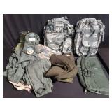 Vintage military backpack, jump suit and sweater