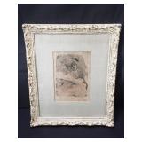 Pencil signed Fï¿½licien Rops (1883-1898) etching