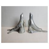 Vintage aluminum seal bookends