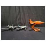 3 wood and die-cast model airplanes