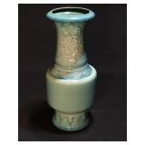 Vintage Chinese celadon relief porcelain vase