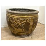 Vintage dragon earthenware pot