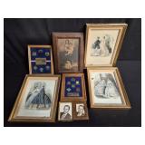 Framed vintage prints, lithograph, photosquare