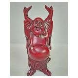 Carved wood Laughing Buddha statue