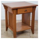 Contemporary mission-style oak veneer nightstand