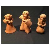3 vintage terracotta angel sculptures