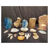 Collection of geodes, petrified wood and fossils