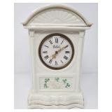 Vintage Belleek porcelain shamrock mantel clock