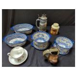 Box of misc. Beer stein, pottery mug, ceramic