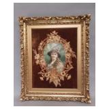 Vintage mixed media hand embroidered print of a